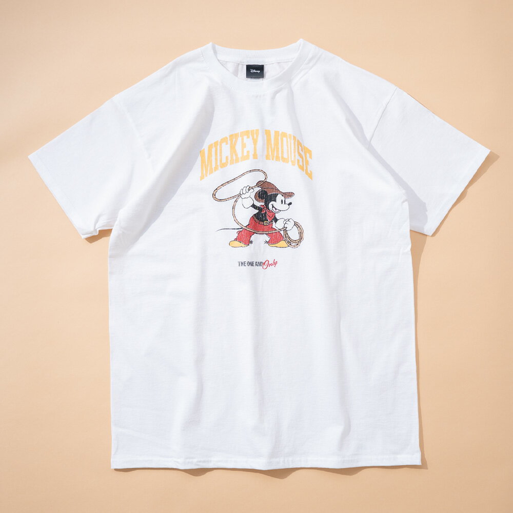 乐天商城 - 〈SALE価格30％OFF〉【Disney】カウボーイミッキー ラッソ プリントTシャツ WHITE/全1色
