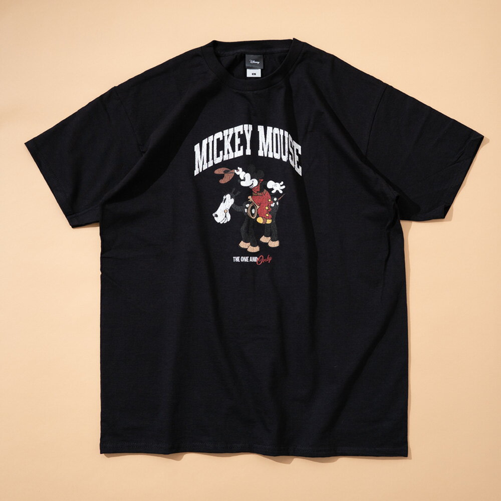 乐天商城 - 〈SALE価格30％OFF〉【Disney】カウボーイミッキー ライディング プリントTシャツ BLACK/全1色