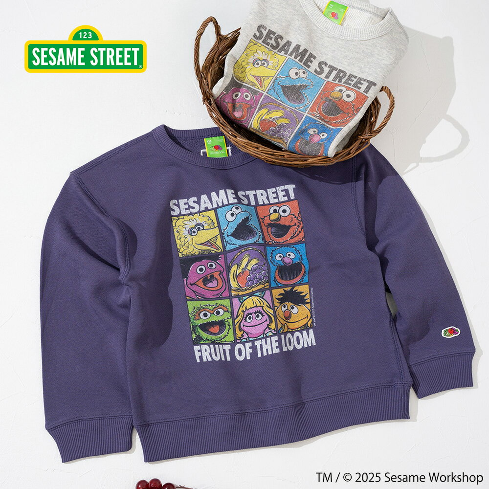 乐天商城 - 〈SALE価格20％OFF〉【FRUIT OF THE LOOM】SESAMESTREET×FTL キッズ イラスト ロングスリーブスウェット B/全2色