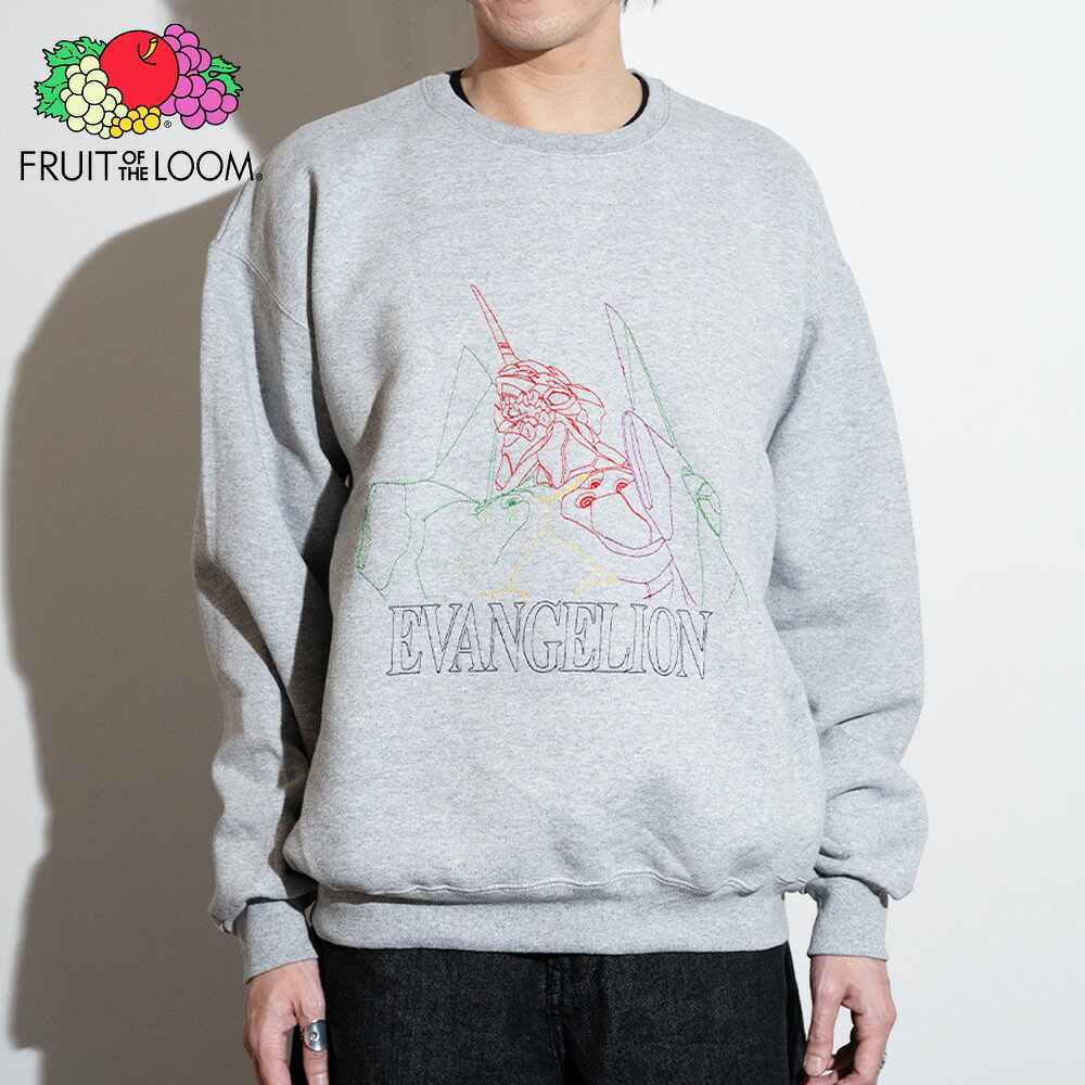 乐天商城 - 〈SALE価格10％OFF〉【FRUIT OF THE LOOM】【EVANGELION】FTL×EVA 刺繍クルーネックスウェット GRY/全1色