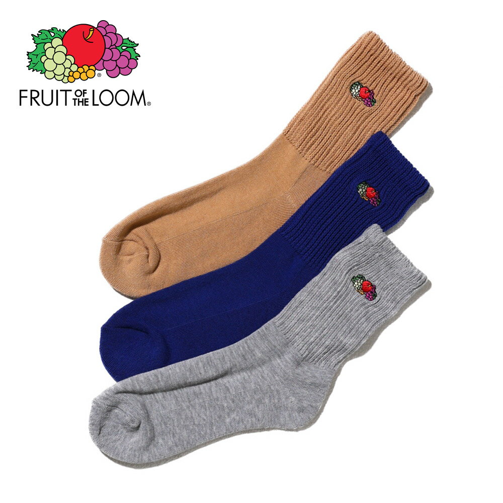乐天商城 - 〈SALE価格10％OFF〉【FRUIT OF THE LOOM】3P ゆるリッチェル編み 刺繍ソックス1 23?25cm/全1色