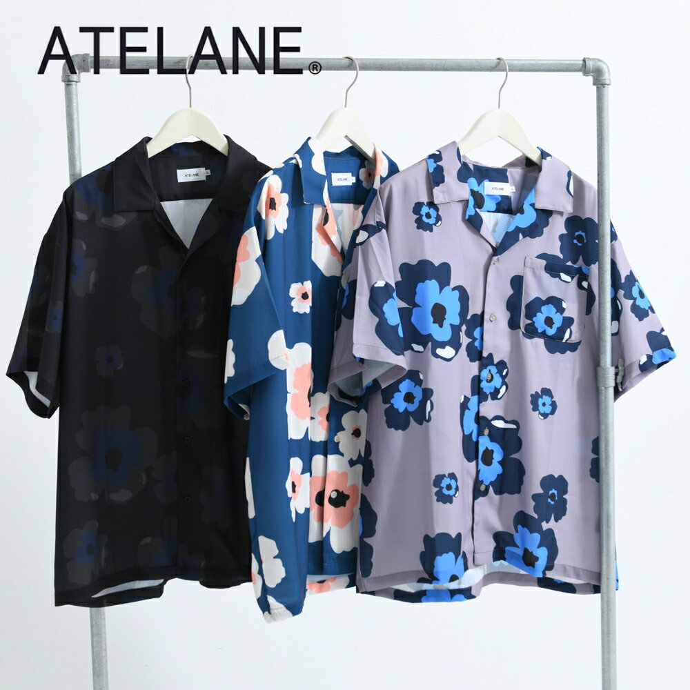 【ATELANE】フラワー総柄S/Sオープンシャツ/全3色