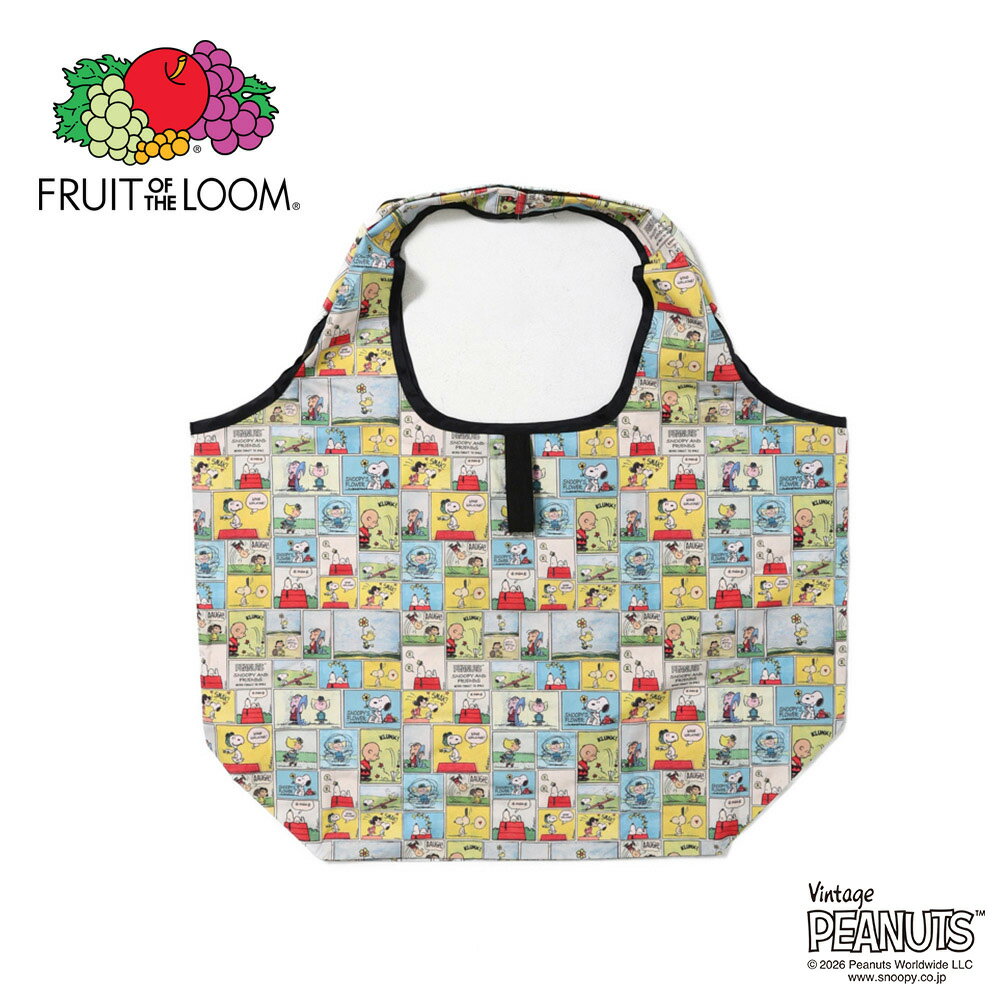 乐天商城 - 〈SALE価格10％OFF〉【FRUIT OF THE LOOM】FTL x PEANUTS ヴィンテージコミック エコバッグ Lサイズ /全1色
