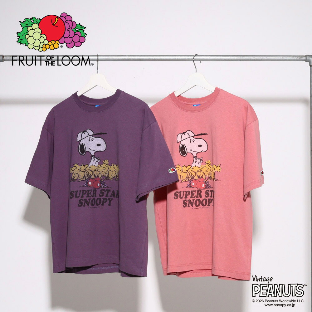 【FRUIT OF THE LOOM】FTL x PEANUTS 19スラブ天竺2 Tシャツ/全2色