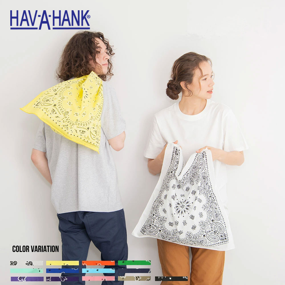 《SALE価格40%OFF》【HAV-A-HANK】ハバハンク ペイズリーバンダナエコバッグ/全13色 ユニセックス ホワイト ブラック…