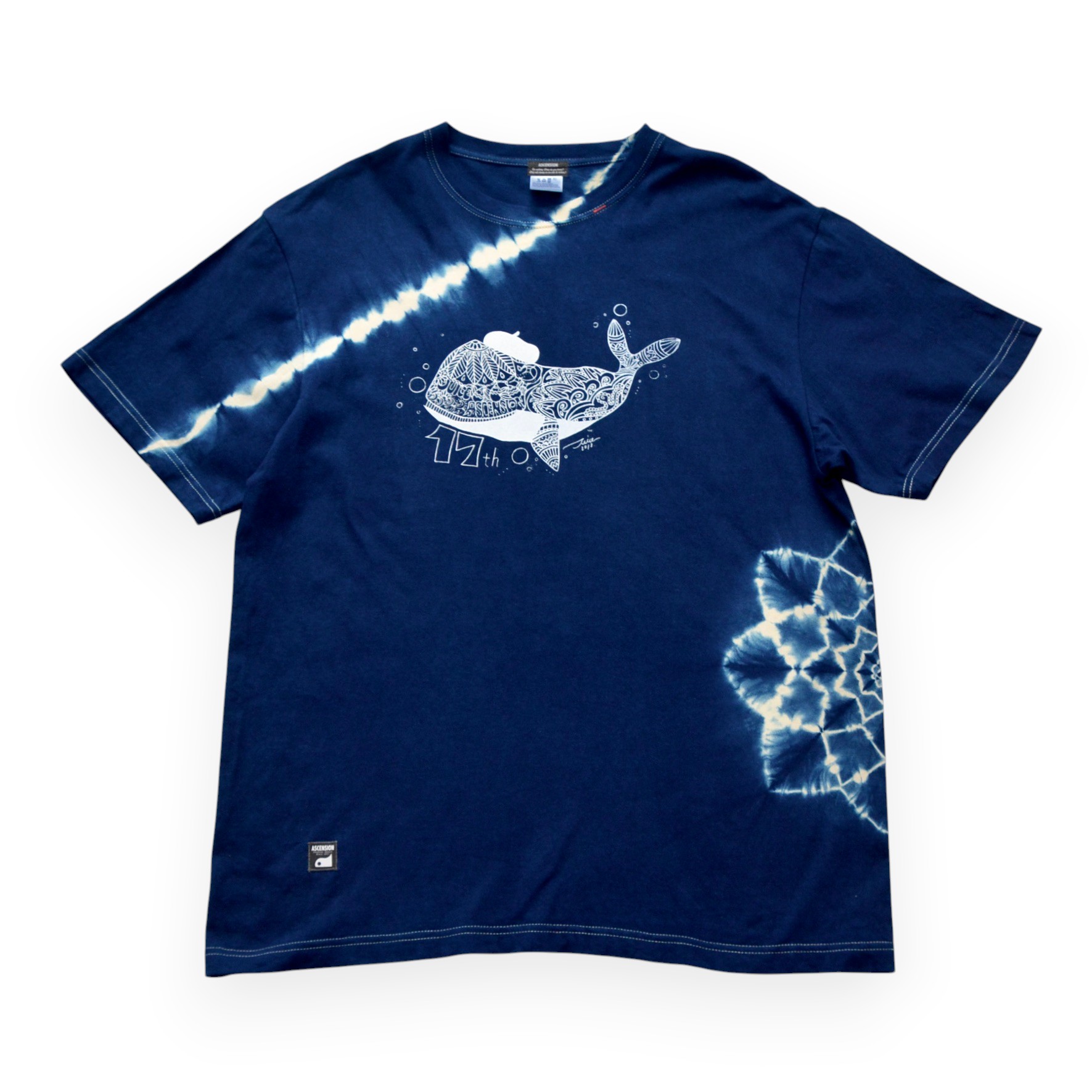 乐天商城 - ASCENSION (アセンション) / Dark Indigo 濃紺藍染めタイダイTシャツ 藍染め　濃紺　Tシャツ　タイダイ　INDIGO　黒部の名水染め　送料無料　贈り物 as-1306