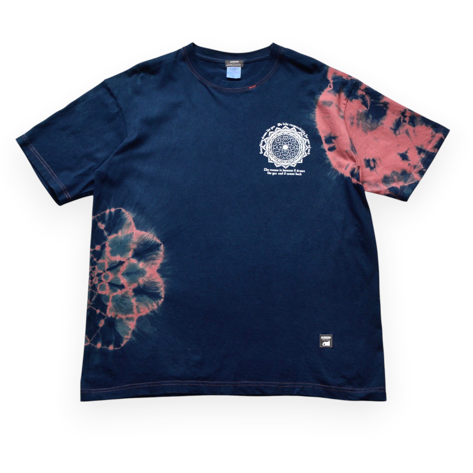 音乐 - ASCENSION (アセンション) / Dark Indigo 濃紺藍染めタイダイTシャツ 藍染め　濃紺　Tシャツ　タイダイ　INDIGO　黒部の名水染め　送料無料　贈り物 as-1308