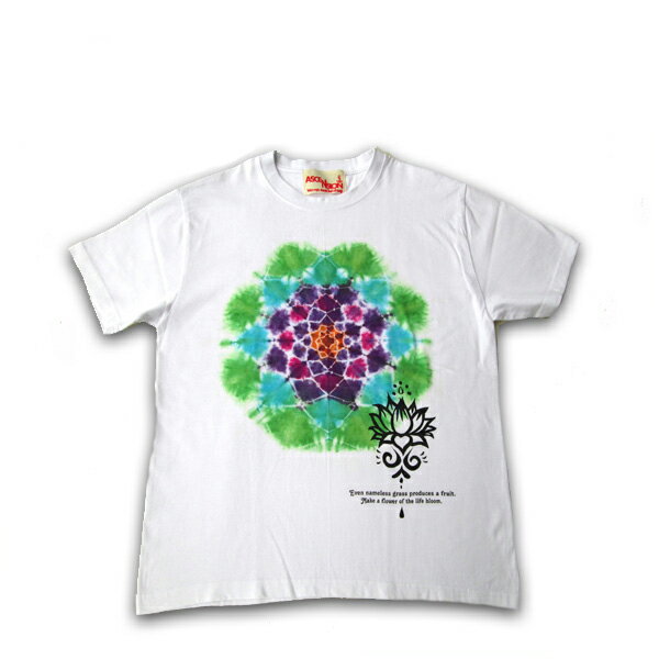 タイダイTシャツ ASCENSION アセンション「Lotus Mandara 」メンズ Tシャツ T-shirt ライジングサン アウトドア outdoor 野外フェス TIE-DYE インディゴ エスニック 曼荼羅 as-513
