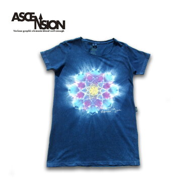 ASCENSION (アセンション)　曼荼羅 Tシャツワンピース　GOHEMP タイダイ　藍染め　 Indigo　エスニック アウトドアas-759