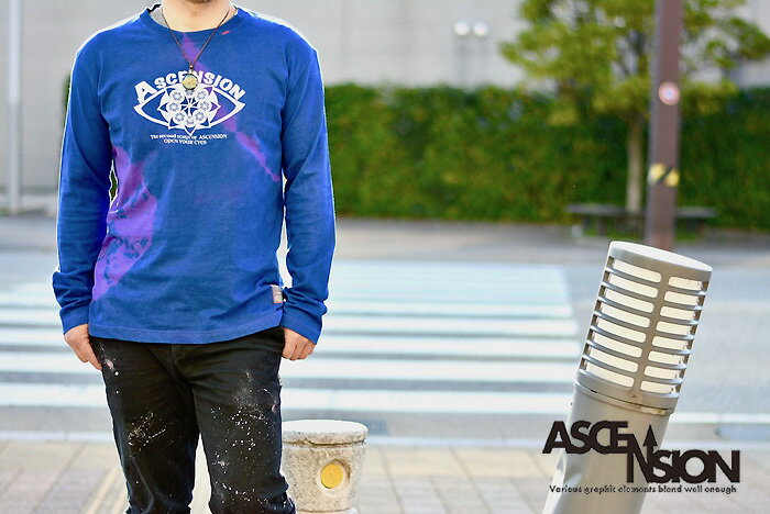 楽天JUICE（ジュース）ASCENSION（アセンション）TIEDYE INDIGO LONG TEE 　（藍染）メンズ・レディース・ナチュラル・プリント・オリジナル　ロンティ　コーディネート as-765