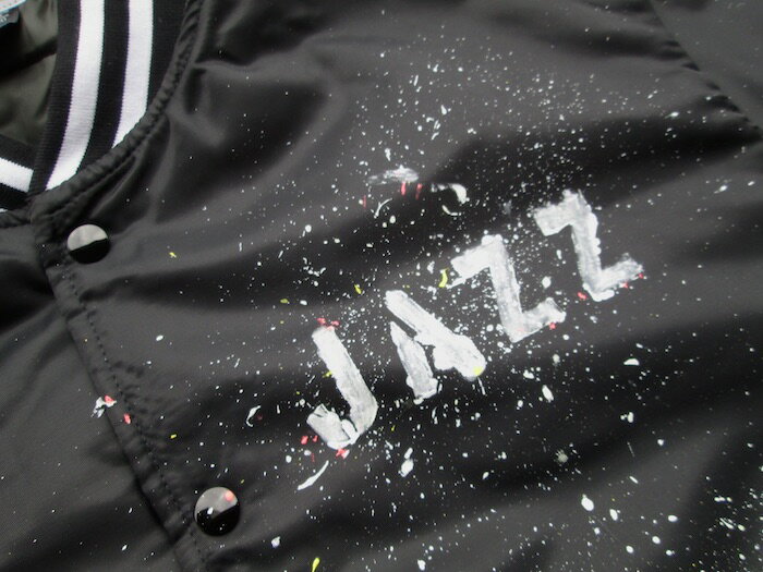 ASCENSION サテンスタジアムジャケット ペンキダメージアート スタジャン　スタジアムジャケット　ペンキダメージ アウター　サテンジャケット　MA1 ペンキアート加工 as-910