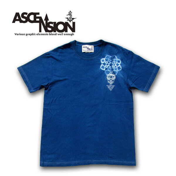 藍染め Tシャツ インディゴ染め タイダイTシャツ シルクスクリーン グラフィックTシャツ アウトドア 幻..