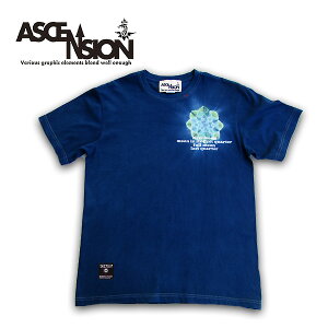 ASCENSION(アセンション)藍染め・曼荼羅 TEE「Life is a journey」JUICE 16th annyversary Tee インディゴTシャツ 藍染めTシャツ メンズ Tシャツ タイダイ アウトドア as-667