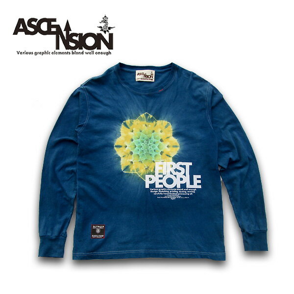 ASCENSION（アセンション）MANDALA INDIGO LONG TEE インディゴ染め メンズ(mens) レディース(ladys),Tシャツ (T-shirt) タイダイ TIE-DYE(tie dye) アウトドア(outdoor) as-682