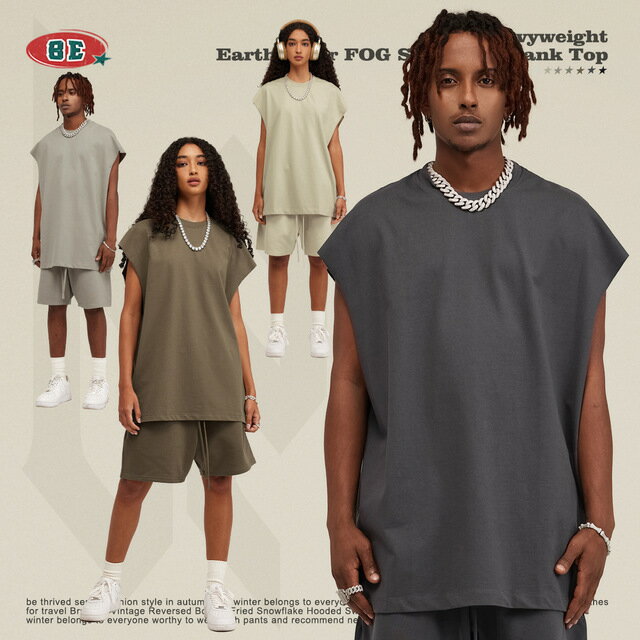 送料無料 メンズ レディース ノースリーブ Tシャツ タンクトップ 黒 カーキ グリーン 無地 コットン レッスン着に ストリート ダンス衣装 カジュアル