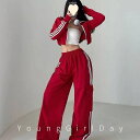 送料無料 サイドライン 上下セット セットアップ ショート丈 ジップアップ + ボトムス シャカシャカ ナイロン ダンス衣装 長袖 ストリート ダンス衣装 カジュアル ヒップホップ(4)