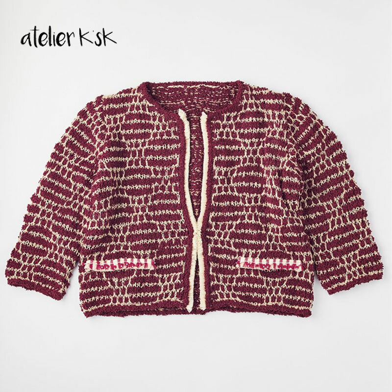 アトリエ K'sK 岡本啓子 かぎ針編み 棒針 手編みキット チュールジャケット オーツ シーグレープ