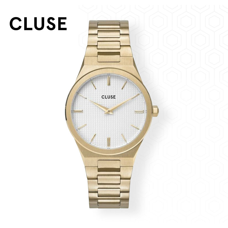 楽天GISE（ジセ）【 腕時計 レディース CLUSE クルース ヴィグルー33】CW0101210002 Lサイズ Hリンク ゴールド スノーホワイト ゴールド ラウンド ウォッチ 時計 正規品 ステンレス スチール ストラップ ベルト オランダ アムステルダム 日本製ムーブメント 5atm 円形