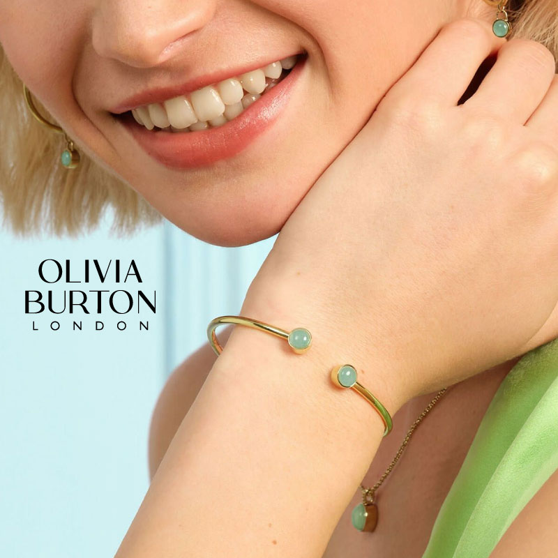 OLIVIA BURTON Trends Gemstone バングル アベンチュリン カボション ゴールド ジェムストーン オリビア・バートン Aventuri...