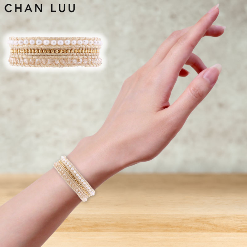 CHAN LUU／チャンルー ストーンビーズミックス コードラップ3連ブレスレット アクセサリー ジュエリー ブレスレット レディース プレゼント スワロフスキー パール 母の日