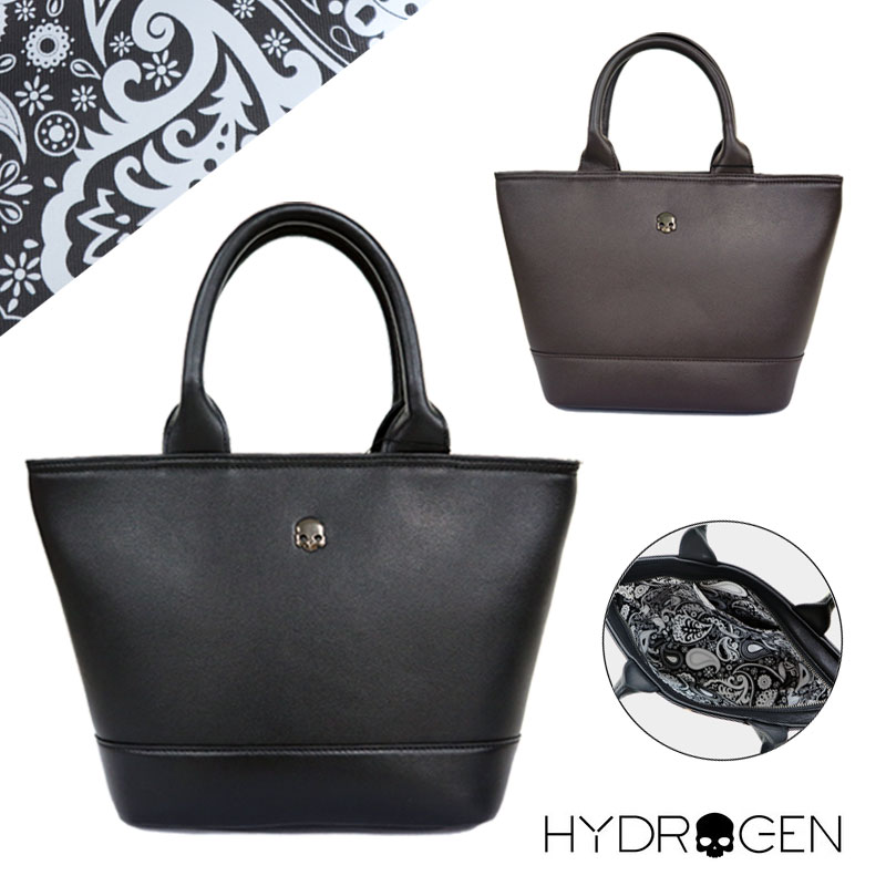 【最大1000円OFFクーポン・8月30日〜9月1日】HYDROGEN ハイドロゲン スカル レザー ミニトート バッグ MINI TOTE BAG ファスナー メタル ロゴ ペイズリー ワンポイント メンズ レディース