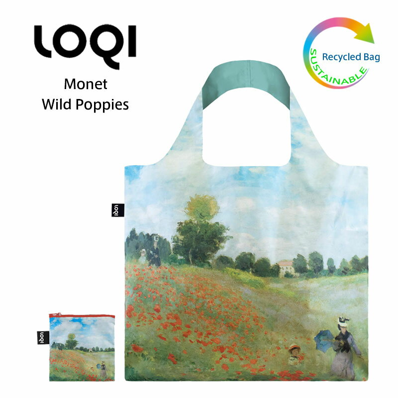 ローキー エコバッグ LOQI ローキー クロード モネ Monet ワイルドポピー エコバッグ リサイクル Green Circle バッグ 折りたたみ コンパクト