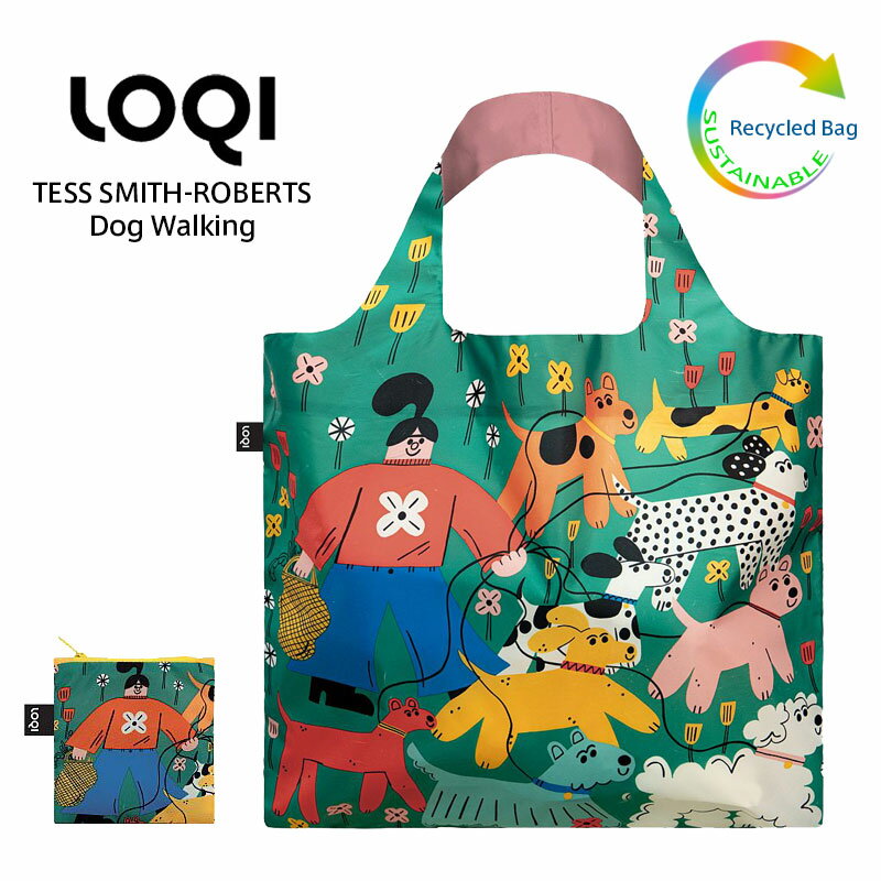 LOQI ローキー TESS SMITH-ROBERTS Dog Walking ドッグ ウォーキング 散歩 エコバッグ リサイクルバッグ Artist Collection Recycled 折りたたみ コンパクト