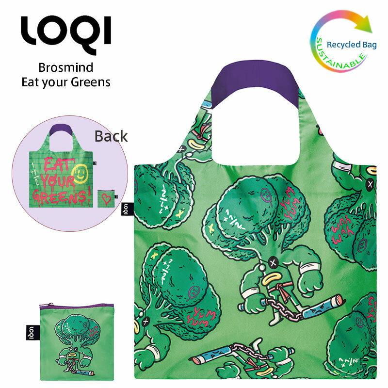ローキー ＼P2倍・5/27 01:59迄／ LOQI ローキー Eat your Greens Recycled Bag 野菜 エコバッグ リサイクル Artist Collection Green Circle バッグ 折りたたみ コンパクト