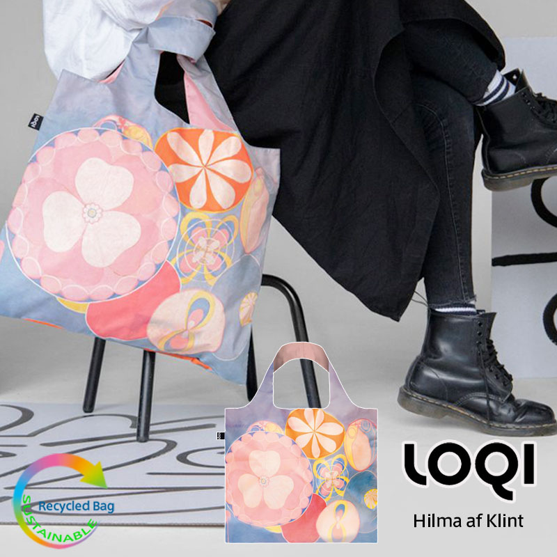 ローキー ＼6/1限定・全品P2倍／ LOQI ローキー：ミュージアム コレクション Childhood 子供の頃 Recycled Bag Hilma af Klint ヒルマ・アフ・クリントン エコバッグ リサイクル 折りたたみ コンパクト