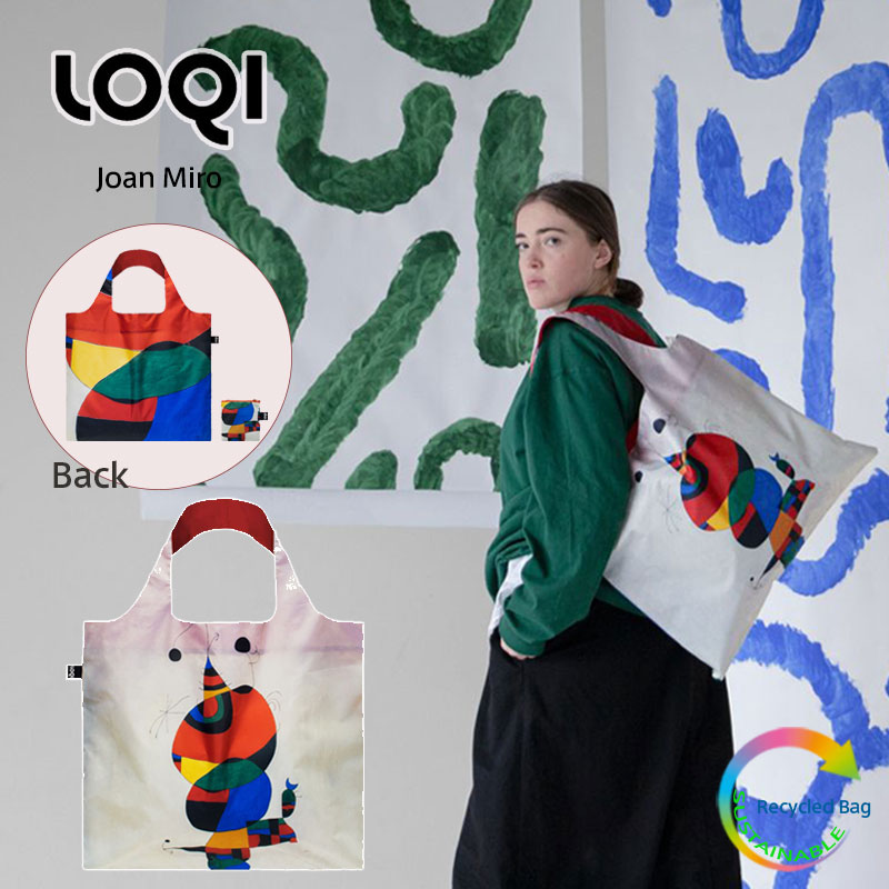 ローキー ＼6/1限定・全品P2倍／ LOQI ローキー：ミュージアム コレクション Woman, Bird and Star 女性、鳥、星 Recycled Bag Joan Miro ジョアン・ミロ エコバッグ リサイクル 折りたたみ コンパクト