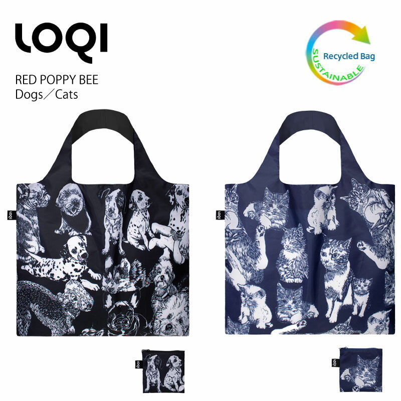 ローキー LOQI ローキー RED POPPY BEE Dogs Cats 犬 猫 ARTISTSCollection エコバッグ リサイクル バッグ 折りたたみ コンパクト