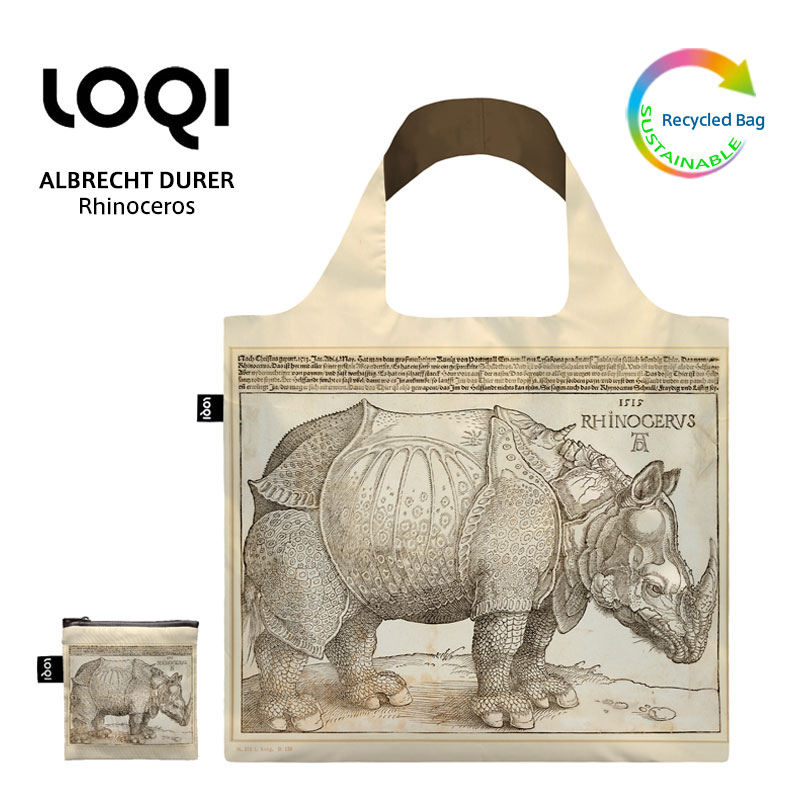 ローキー LOQI ローキー ALBRECHT DURER サイ Rhinocerus MUSEUM Collection エコバッグ リサイクル Green Circle バッグ 折りたたみ コンパクト