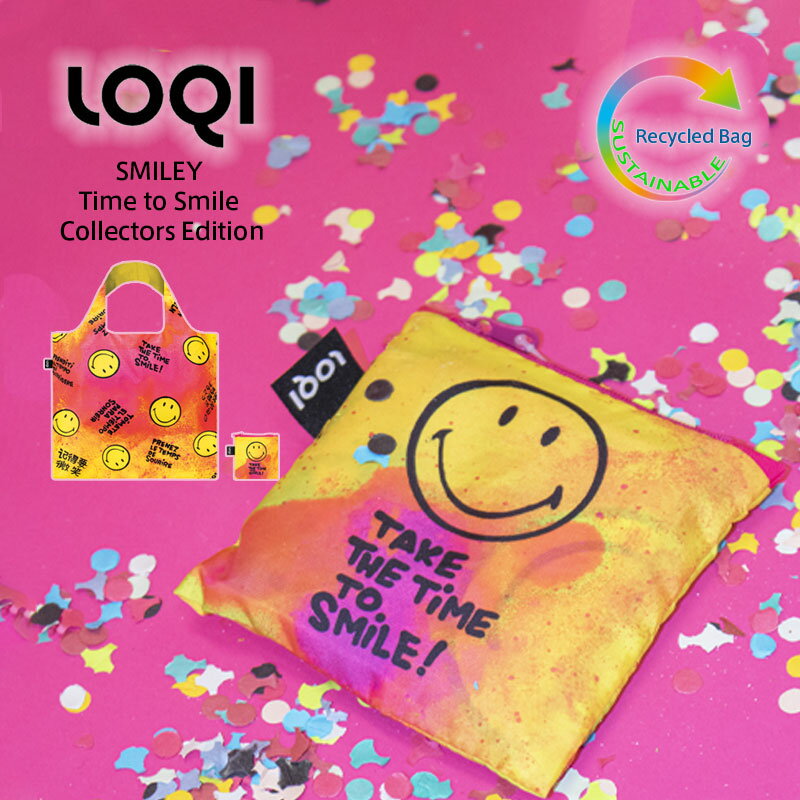 ローキー LOQI ローキー スマイリー SMILEY Time to Smile コレクターズ エディション エコバッグ リサイクル Green Circle バッグ 折りたたみ コンパクト