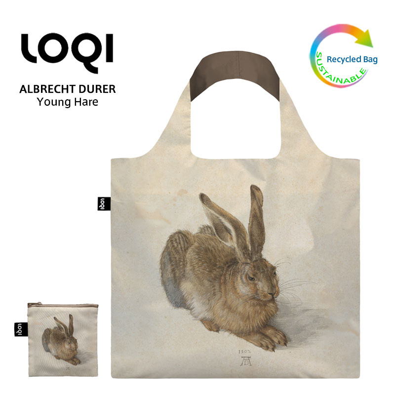 ローキー ＼6/1限定・全品P2倍／ LOQI ローキー ALBRECHT DURER 野うさぎ Young Hare MUSEUM Collection エコバッグ リサイクル Green Circle バッグ 折りたたみ コンパクト