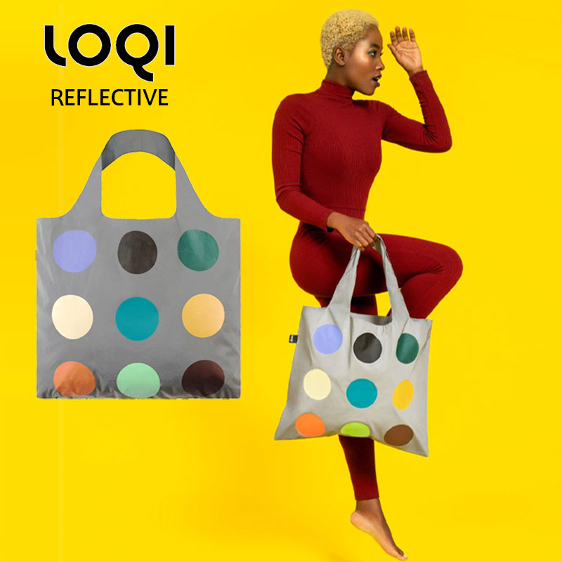 ローキー ＼6/1限定・全品P2倍／ LOQI ローキー：ミュージアム コレクションREFLECTIVE DOTS エコバッグ 反射 リサイクルバッグ 折りたたみ コンパクト