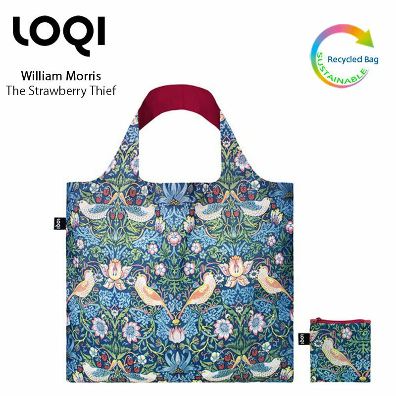 ローキー エコバッグ LOQI ローキー ウィリアム モリス WILLIAM MORRIS The Strawberry Thief いちご泥棒 ミュージアム コレクション エコバッグ 折りたたみ コンパクト