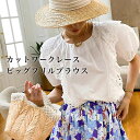 【TIMESALE最大60%OFFクーポン配布】カットワークレースビッグフリルブラウス レディース 背中美人 シャツ Tシャツ半袖 春 夏 清楚 上品おしゃれ 大人 白 ホワイト 人気 カワイイ 可愛い 上品 エレガント カジュアル 20代 30代 40代