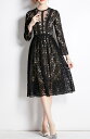 【母の日限定限定最大40%OFFクーポン配布】花柄 レース ロングワンピース パーティードレス きれいめ 膝丈 ワンピース 結婚式 ドレス 二次会 長袖ニットワ...