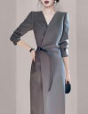 【母の日限定限定最大40%OFFクーポン配布】ワンピース レディース40代 秋 春 きれいめ Aライン 膝丈ワンピース 上品 七分袖 Vネック 無地 膝丈ワンピ...