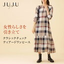 【母の日限定限定最大40%OFFクーポン配布】ワンピース チェックワンピース チェック ロング ロングワンピース 長袖 切り替え クラシック ティアード 春物 ...