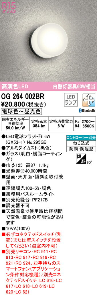 5/9～5/14 お買い物マラソン開催中！　最大45倍　[インボイス領収書対応] オーデリック ODELIC バスルームライト OG264002BR 1