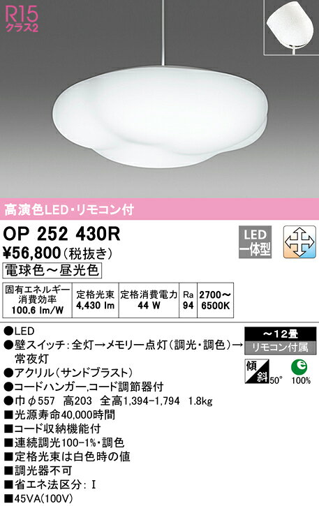 Pendant Lamps - 5/23〜5/27 お買い物マラソン 最大47倍　【大特価】　　 オーデリック ODELIC ペンダントライト OP252430R