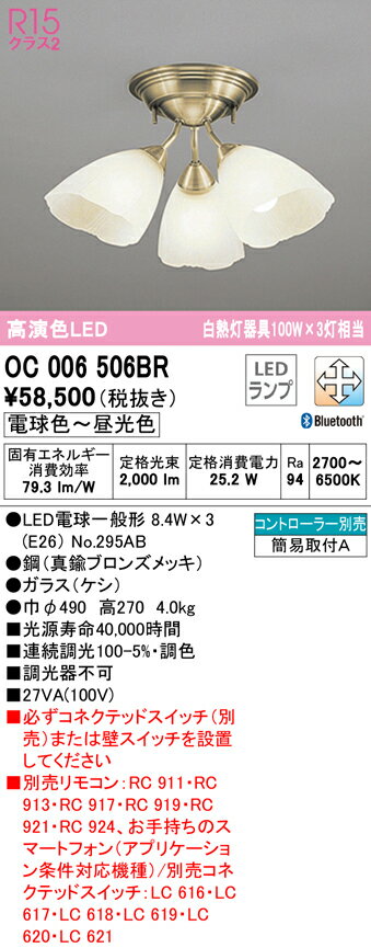 6/4〜6/11 楽天スーパーSALE 最大47倍　【大特価】　　 オーデリック ODELIC シャンデリア OC006506BR