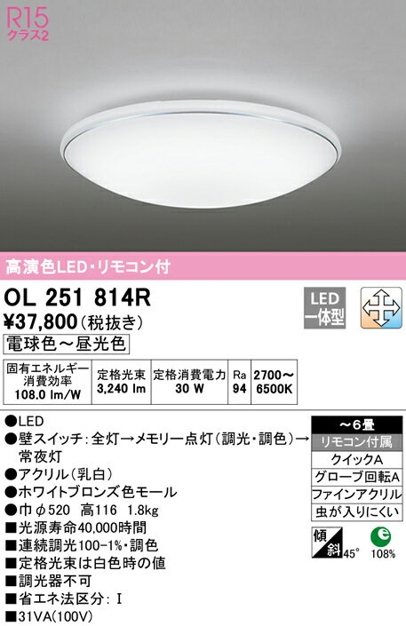 Rakuten - 【大特価】　　 オーデリック ODELIC シーリングライト OL251814R