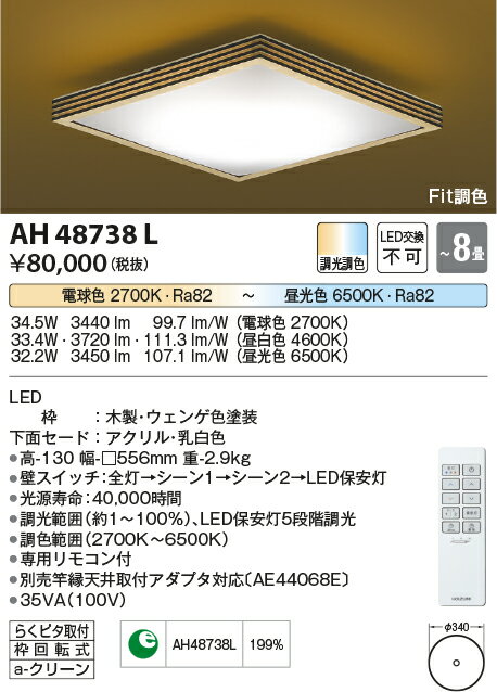 【数量限定セール!!】コイズミ シーリング AH48738L