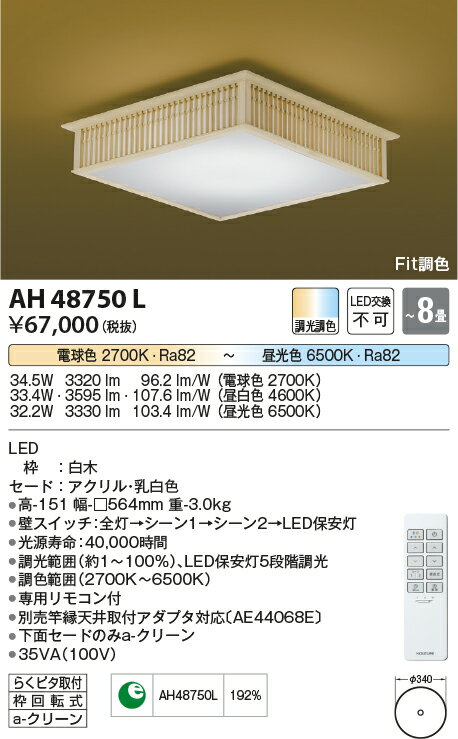 【数量限定セール!!】コイズミ シーリング AH48750L