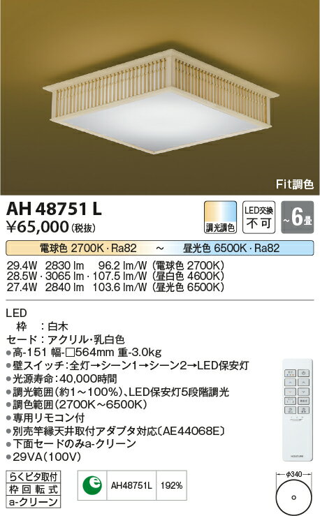 【数量限定セール!!】コイズミ シーリング AH48751L