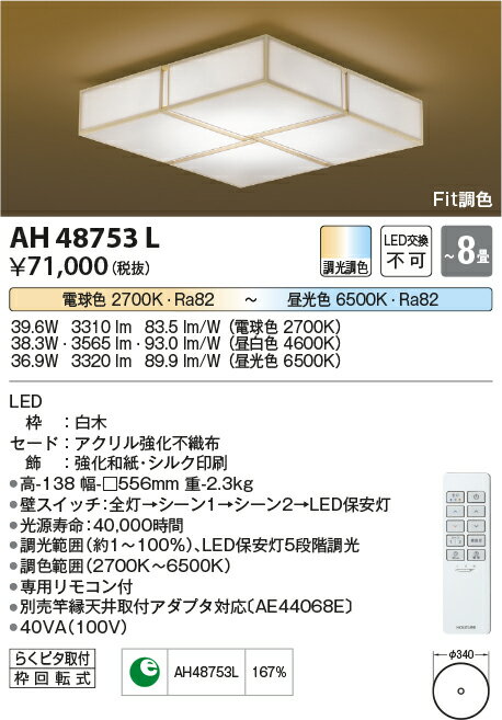 【数量限定セール!!】コイズミ シーリング AH48753L
