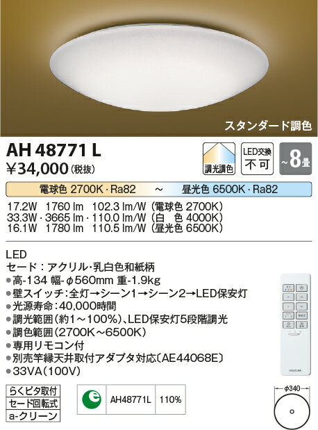 【数量限定セール!!】コイズミ シーリング AH48771L