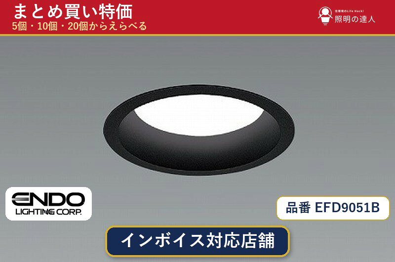【まとめ買い】遠藤照明 EFD9051B ダウンライト 1個 5個 10個 20個 jukankyo-lifehack-10065802 照明の達人 パッケージ画像